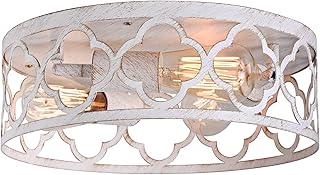 Flush Mount Ceiling Light,13-inch Ceiling Light Fixture,3-Light Kitchen Light Fixtures,Rustic Antique White Finish,Farmhouse Light Fixtures for Bedroom,Living Room,Kitchen,Hallway and Foyer