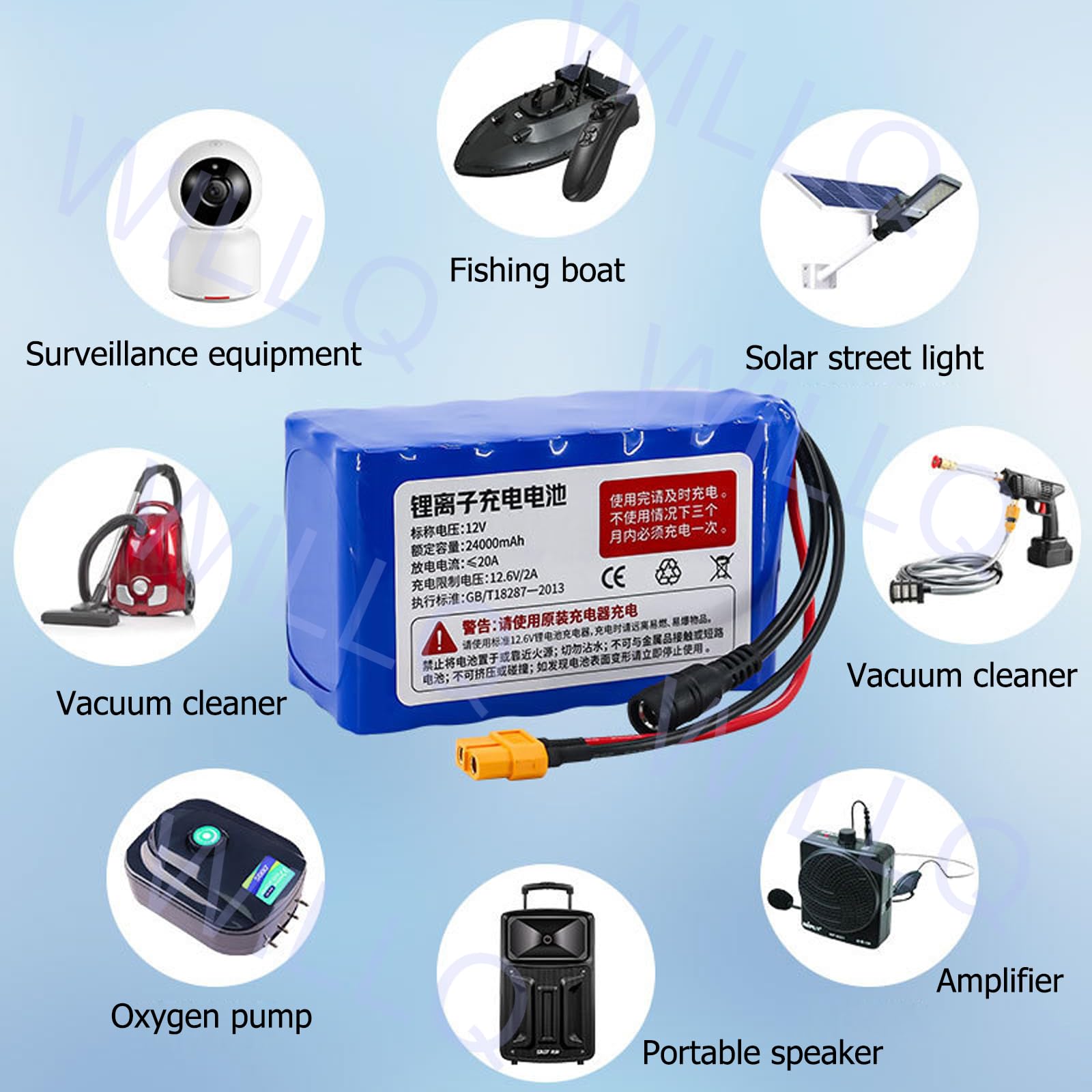 Batería de Litio Recargable de 12 V, 30000 mAh, 24000 mAh y 18000 mAh para Barcos cebadores de Pesca a Control Remoto/arrastreros motorizados