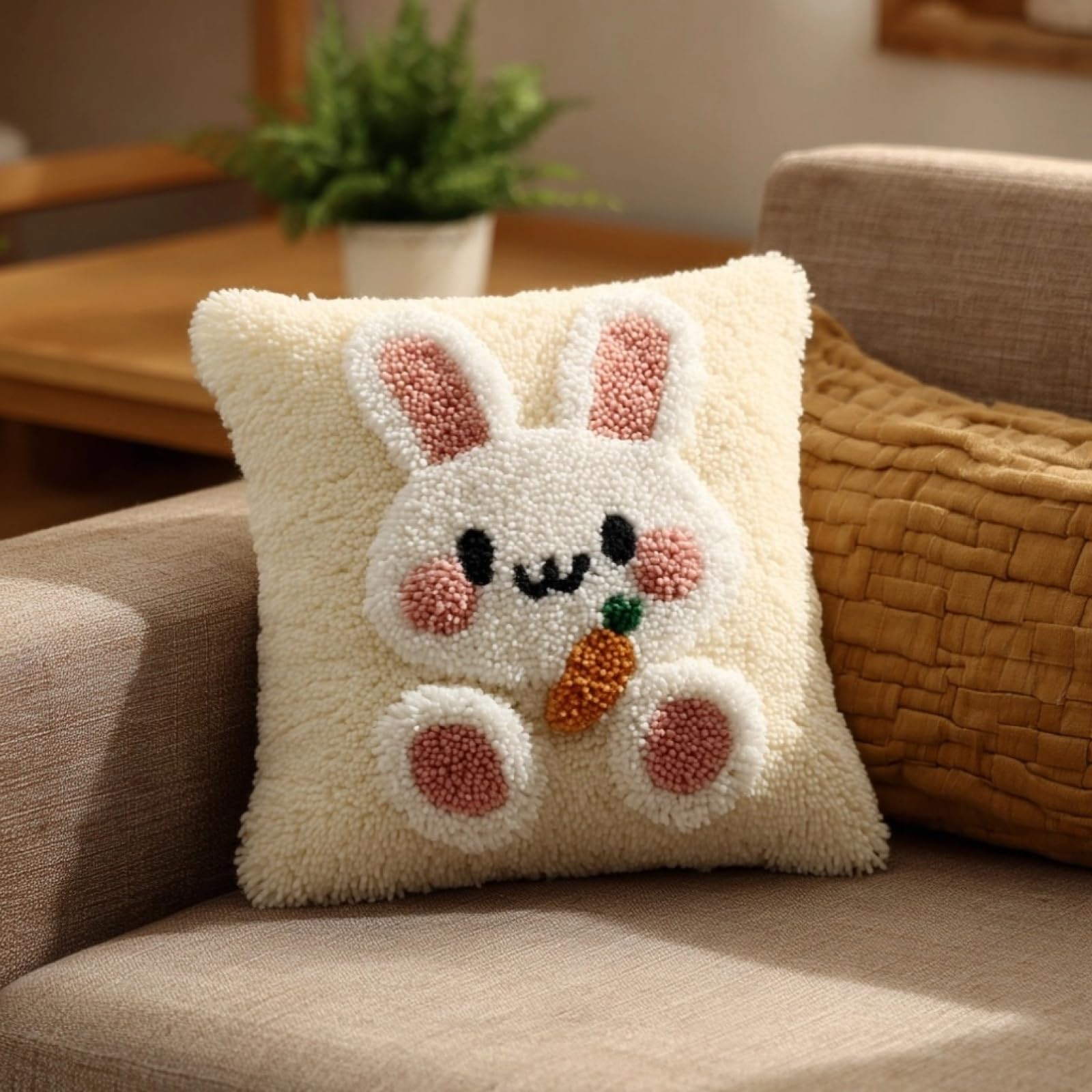 AxiangziK DIY Latch Hook Pillow Kit,Rabbit