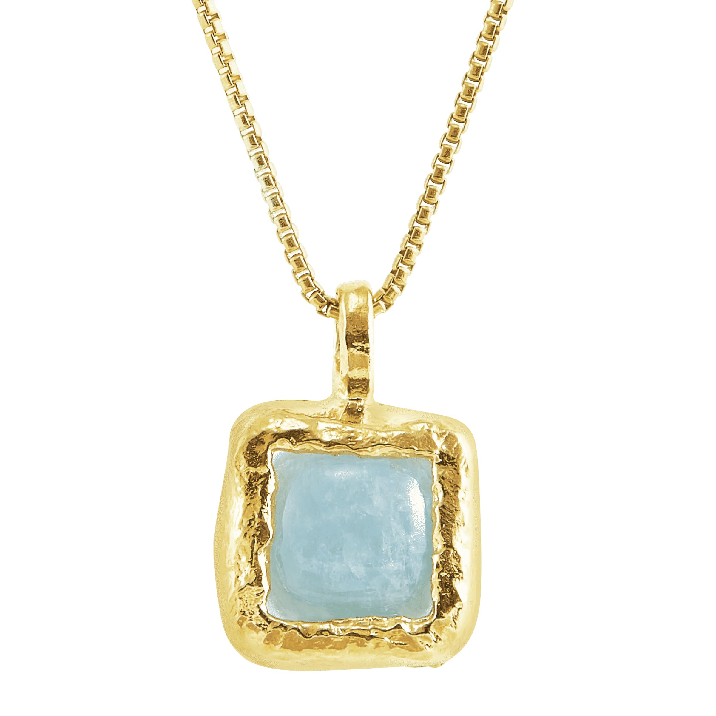 SilpadaMediterra' Natural Aquamarine Necklace in 14K Gold-Plated Sterling Silver, 16" + 2" blue