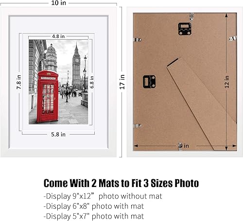 Miniatura 7 de 12 x 16 Marcos de fotos de madera para exhibir fotos 11 x 14 o 8.5 x 11 Diplomas con tapete o 12 x 16 sin tapete - Marco de fotos negro con 2