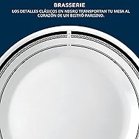 Vista 4 de Corelle Juego de vajilla de 18 piezas para 6, platos y cuencos redondos ligeros, vidrio de triple capa Vitrelle, resistente a las astillas y a