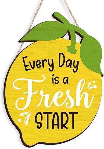 COLOR VALLEY ART Decoración de cocina de limón, arte de pared con temática de accesorios de cocina, letrero de bienvenida para colgar en la puerta