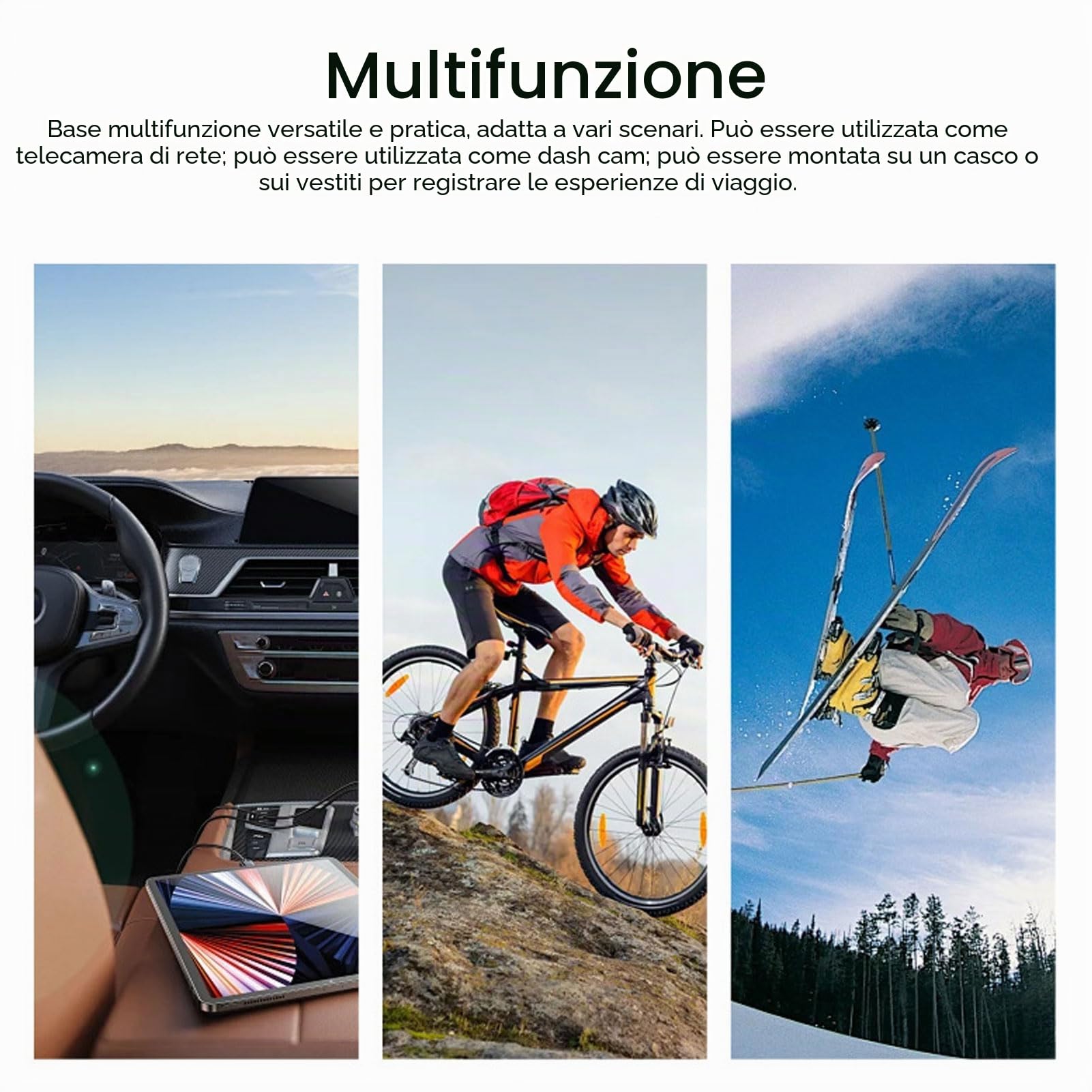 Telecamera WiFi per Bici da Manubrio, Mini Videocamera Sportiva 1080P con Grandangolo 120°, Registratore Esterno Impermeabile per Bicicletta, Montagna, Bici da Strada