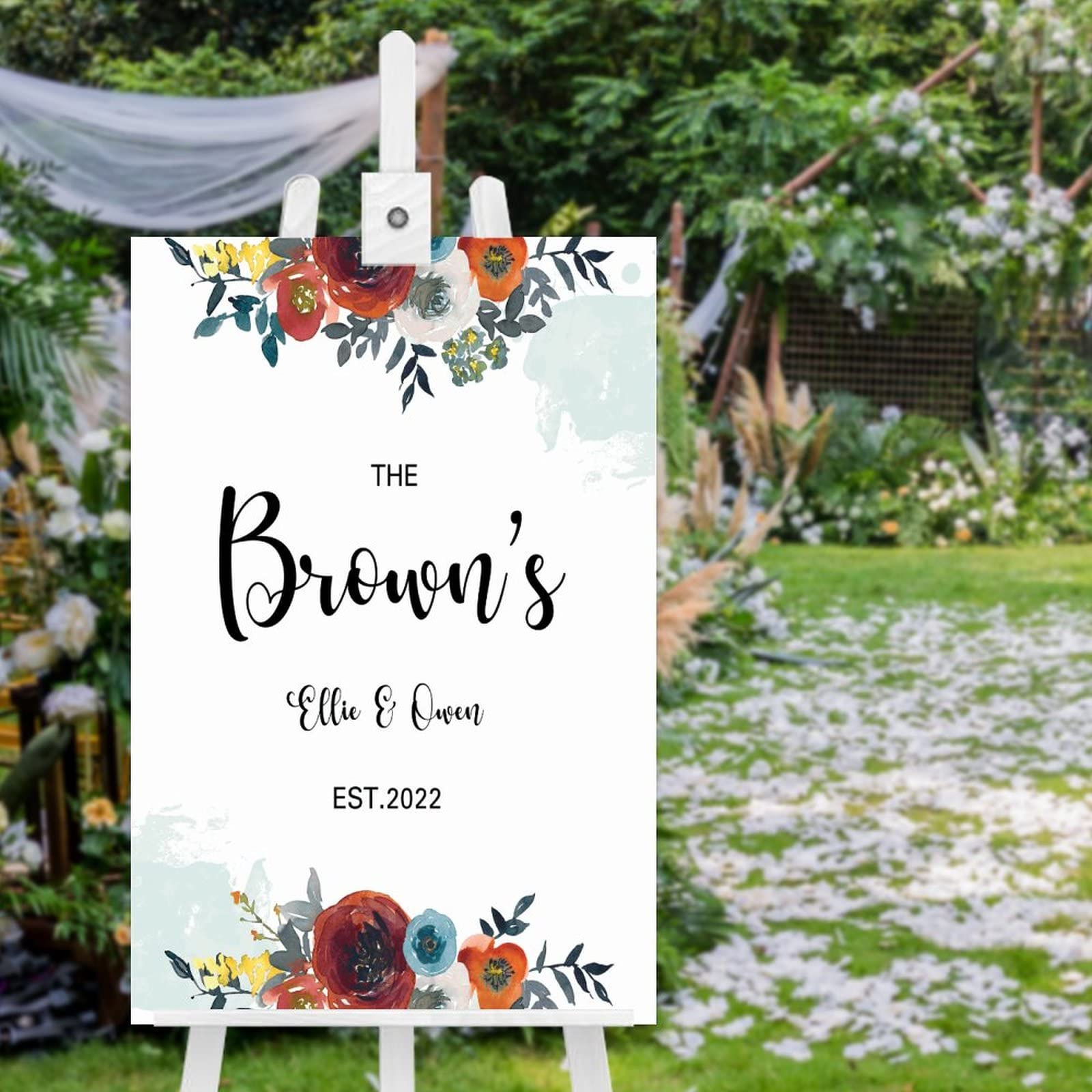 Established Schild Holz Hochzeitsschild Nachname Hochzeit Willkommensschild Elegantes vertikales Layout Hochzeit & Empfang Dekorationen 76,2 x 50,8 cm