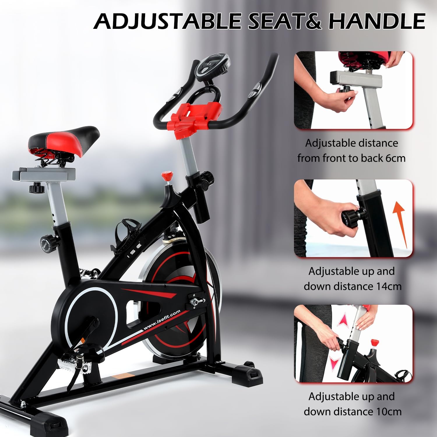 ISE Velo Appartement Volant d'Inertie 13KG Cardio Silencieux Réglable en Hauteur