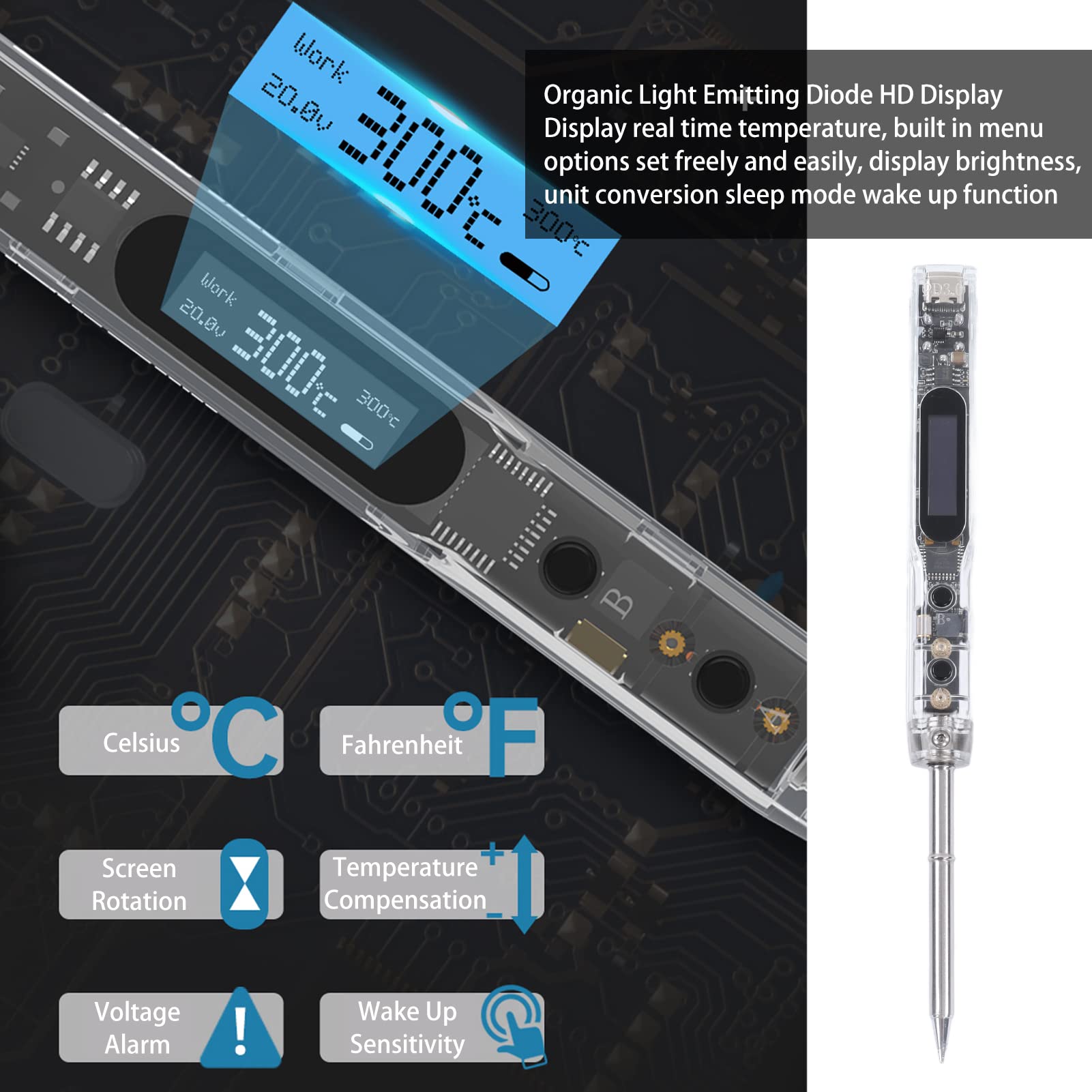 Kit de soldador portátil con pantalla digital y temperatura ajustable de hasta 450 ℃ para reparación de electrónica DIY, 1 kit.