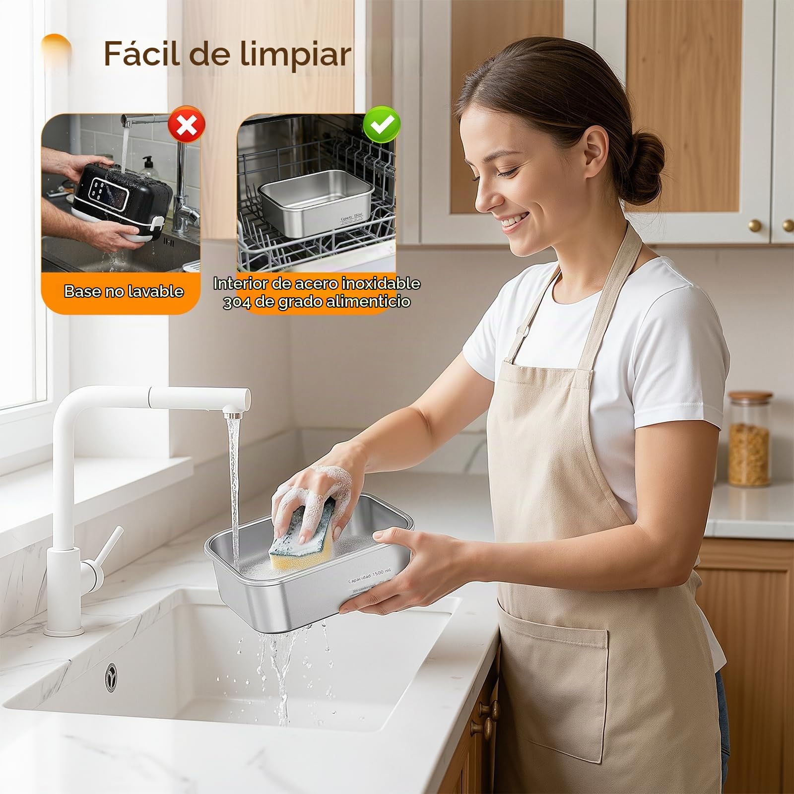Fiambrera Eléctrica Calentable, 1,5L Fiambrera Recargable Portátil con Temporizador, 6 Niveles de Temperatura & Acero Inoxidable, Recipiente Térmico