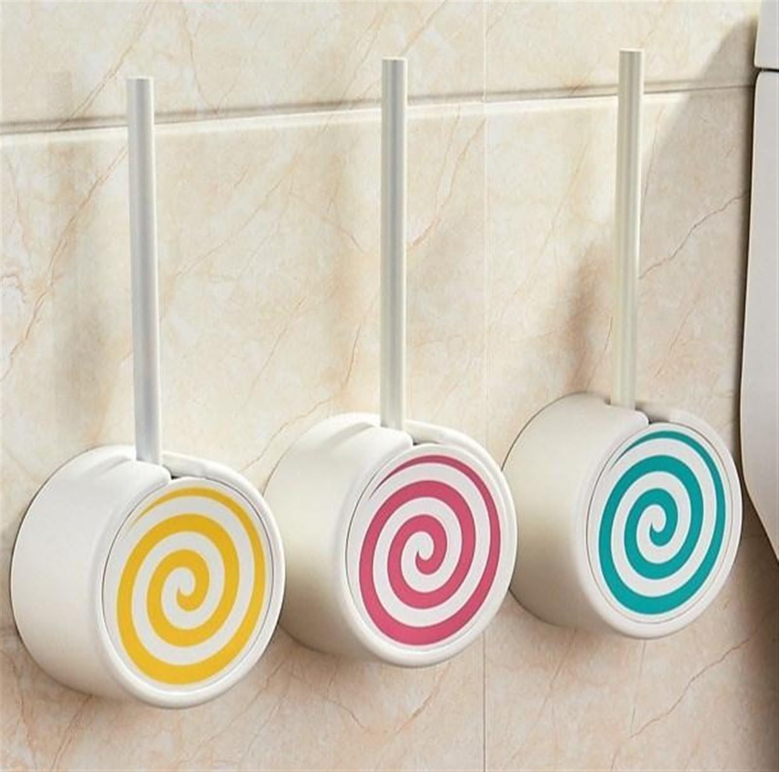 Spazzolone WC Scopino E Supporto for WC da Parete for Bagno, 2 Pezzi, for Rotondo Flessibile con Coperchio Scopino Bagno(Yellow)