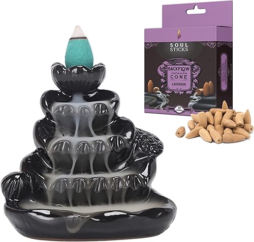 Miniatura 7 de SOUL STICKS Soporte de incienso de reflujo fuente de cascada para el hogar, oficina, yoga, decoración de habitación y aromaterapia con 1 paquete