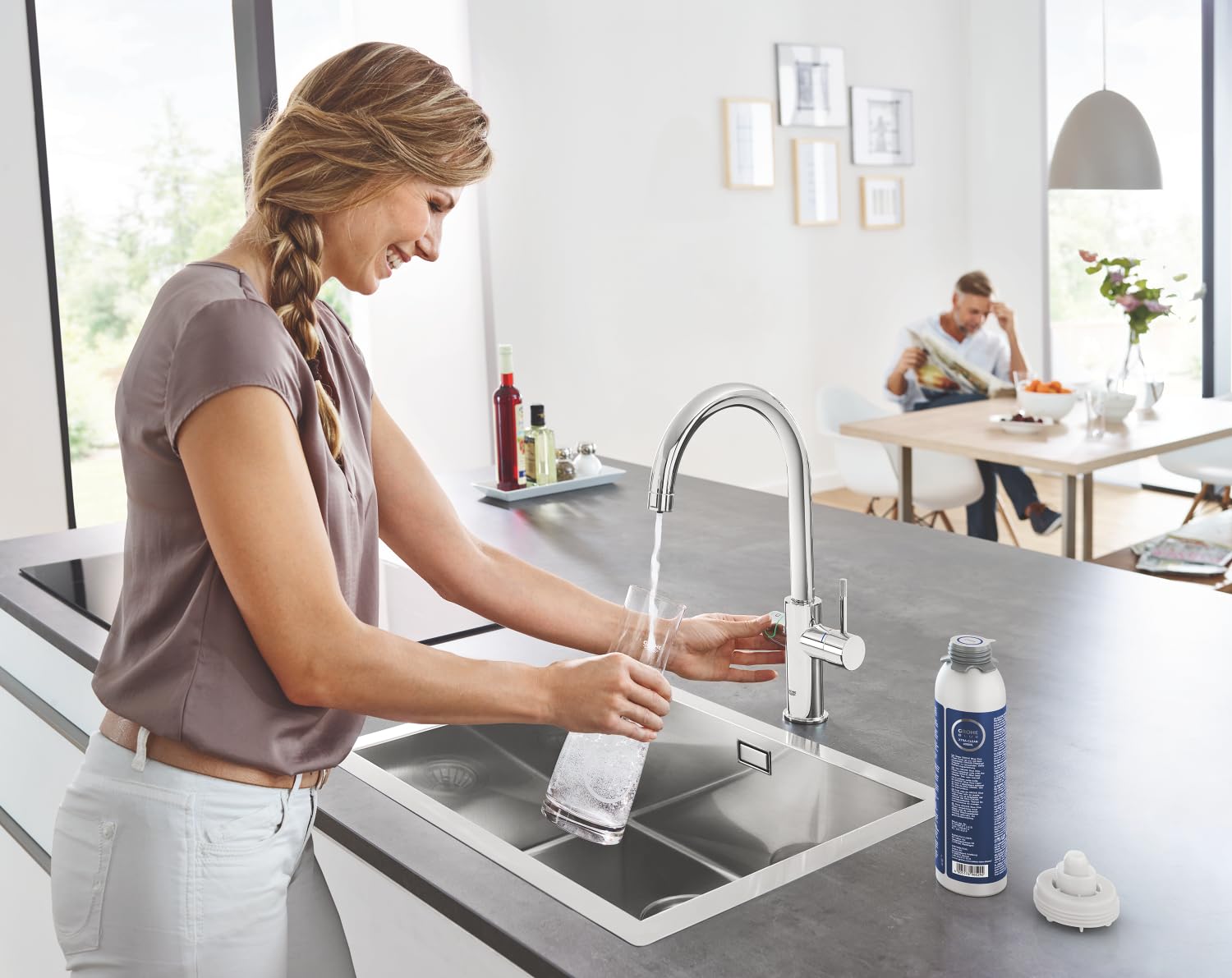 GROHE Blue, Cartucho de limpieza (para Blue Pure, Home & Professional, 100% desinfección y limpieza del enfriador y el cabezal del filtro, incluye cabezal pulverizador, sin adaptador) 40434001