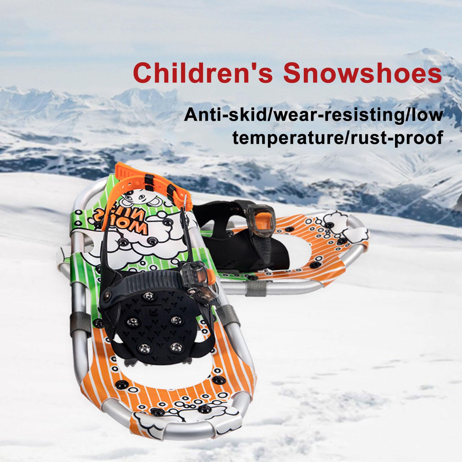 Raquettes à Neige pour Enfants, Chaussures à Neige Tout Terrain Légères en Alliage D'aluminium avec Fixations Réglables pour Garçons et Filles Jusqu'à 100 LB