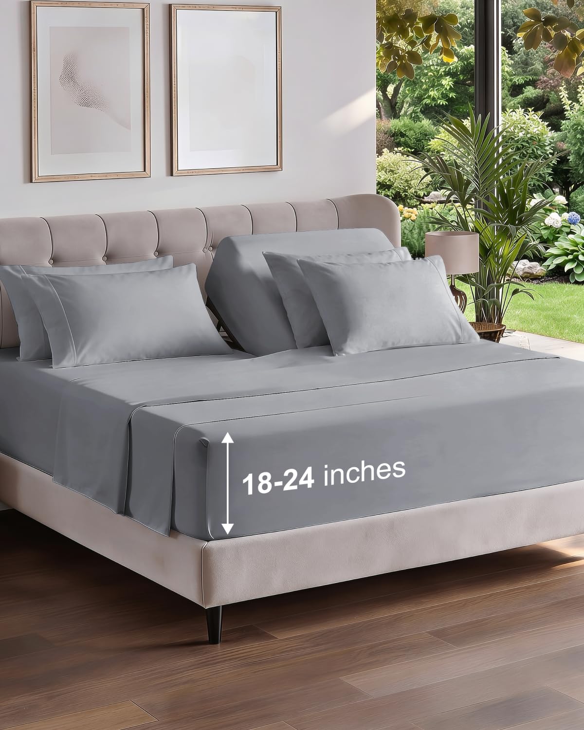 CGK Extra Deep Flex Top Split Head King 6pc Cooling Sheet Set - Steel Blue