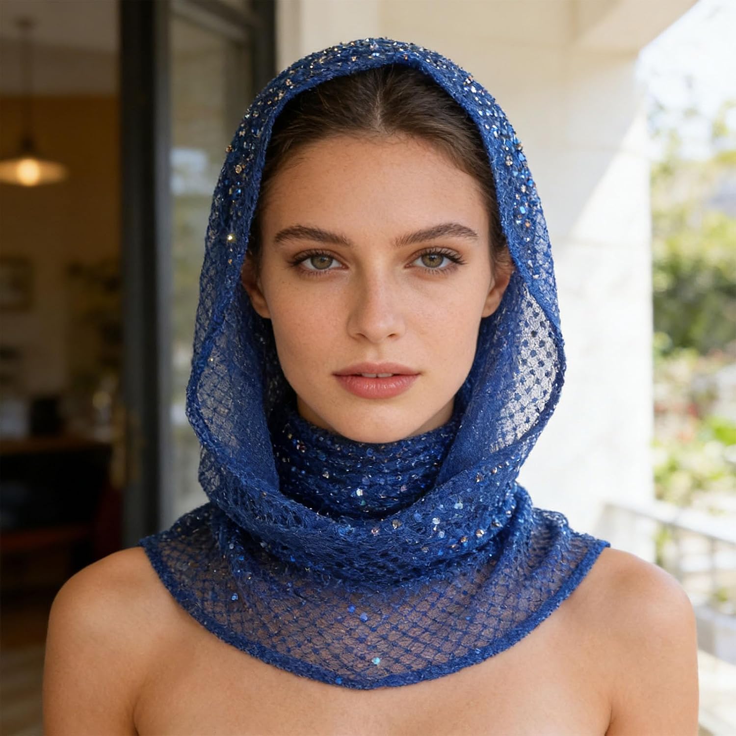 Trendy Middle Eastern Scarf with Sequins Decros Fashionable Islamics Hijab Easy to Maintain Celebratory Muslims Headwear