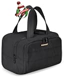BAGSMART Travel Toiletry Bag, Lightweight Large Wide-open Travel Bag for Women, Puffy Cosmetic Makeup Bag Organizer with Handle for Accessories,Essentials, Toiletries, Black