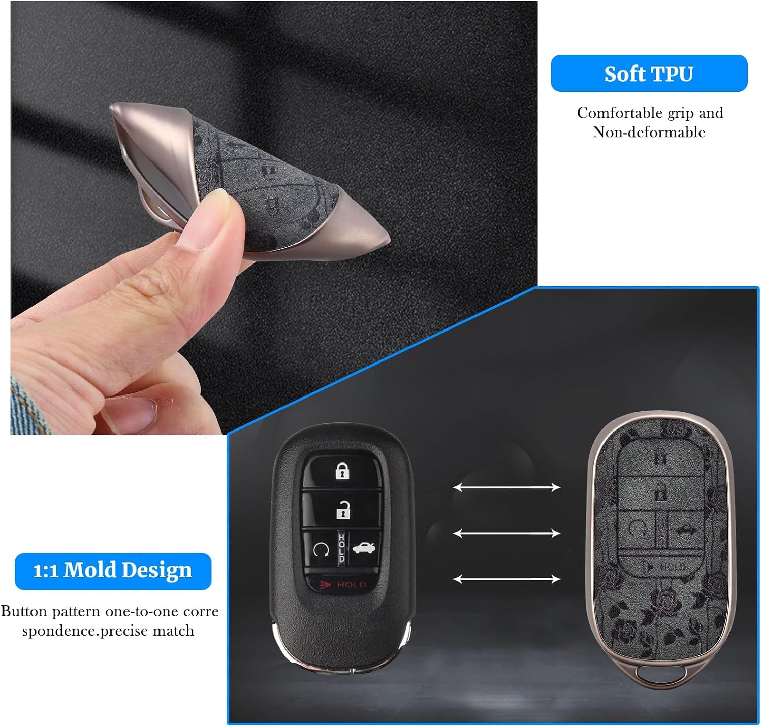 EnerCharge for Honda Key fob Cover Compatible with 2022-2024 Honda Accord Civic HR-V CR-V Pilot Smart Key