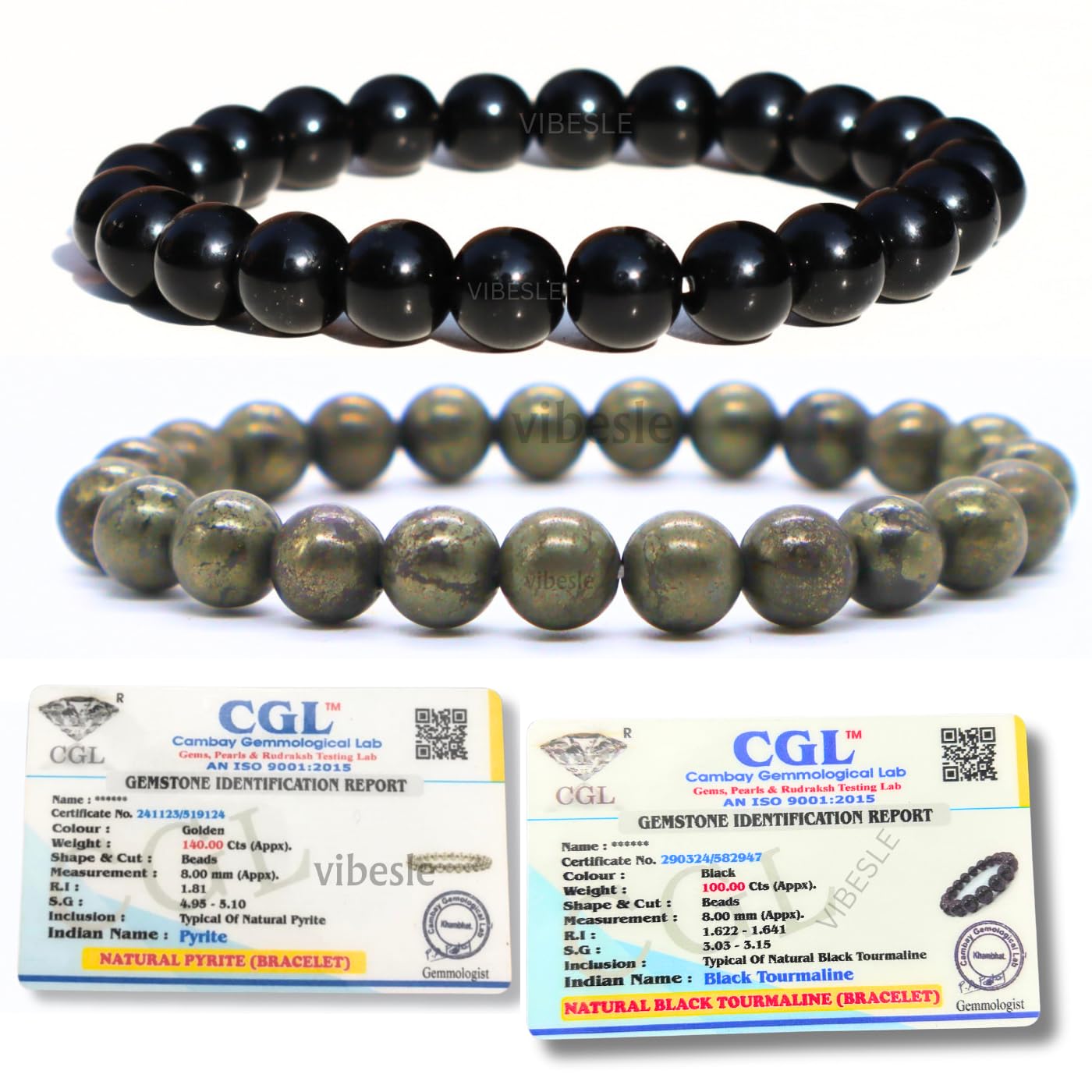 VIBESLE Combo Of Original Certified Pyrite Stone Unisex-Adult Bracelet & Black Tourmaline Bracelet Lab Test Certificate, Crystal Attracts Business Luck Protective Energy Wealth Finance (B0D14XV3YR) Amazon Price History, Amazon Price Tracker