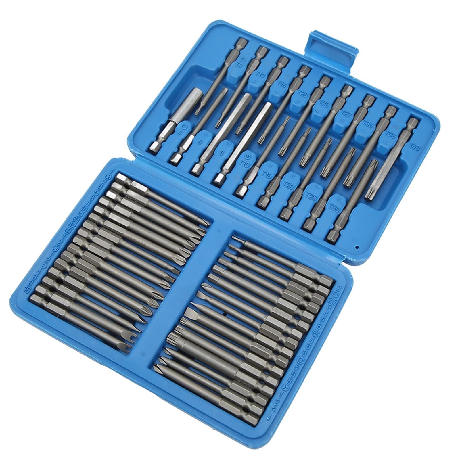 Juego de puntas Extra largas 50 Uds., destornillador Torq embrague estriadas hexagonales planas y cuadradas, varios tamaños