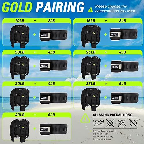 Miniatura 8 de Chaleco de peso para mujeres y hombres 10 lb15 lb20 lb25 lb30 lb35 lb40 lb con arena ferrífera para entrenamiento de fuerza, correr, caminar y hacer