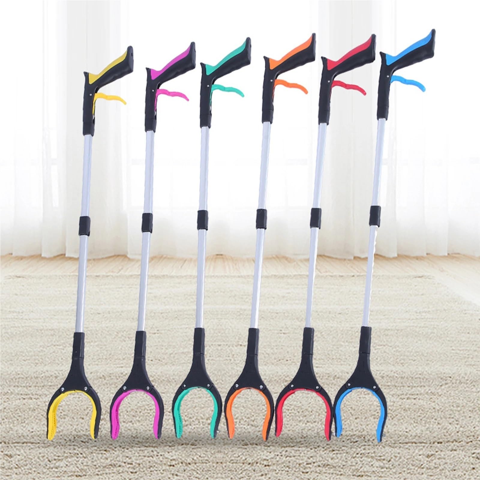 Recogedor de basura, herramienta alcance, agarrador telescópico plegable, ayuda, extensor pinza, 2 uds Para Recoger Basura(Yellow)