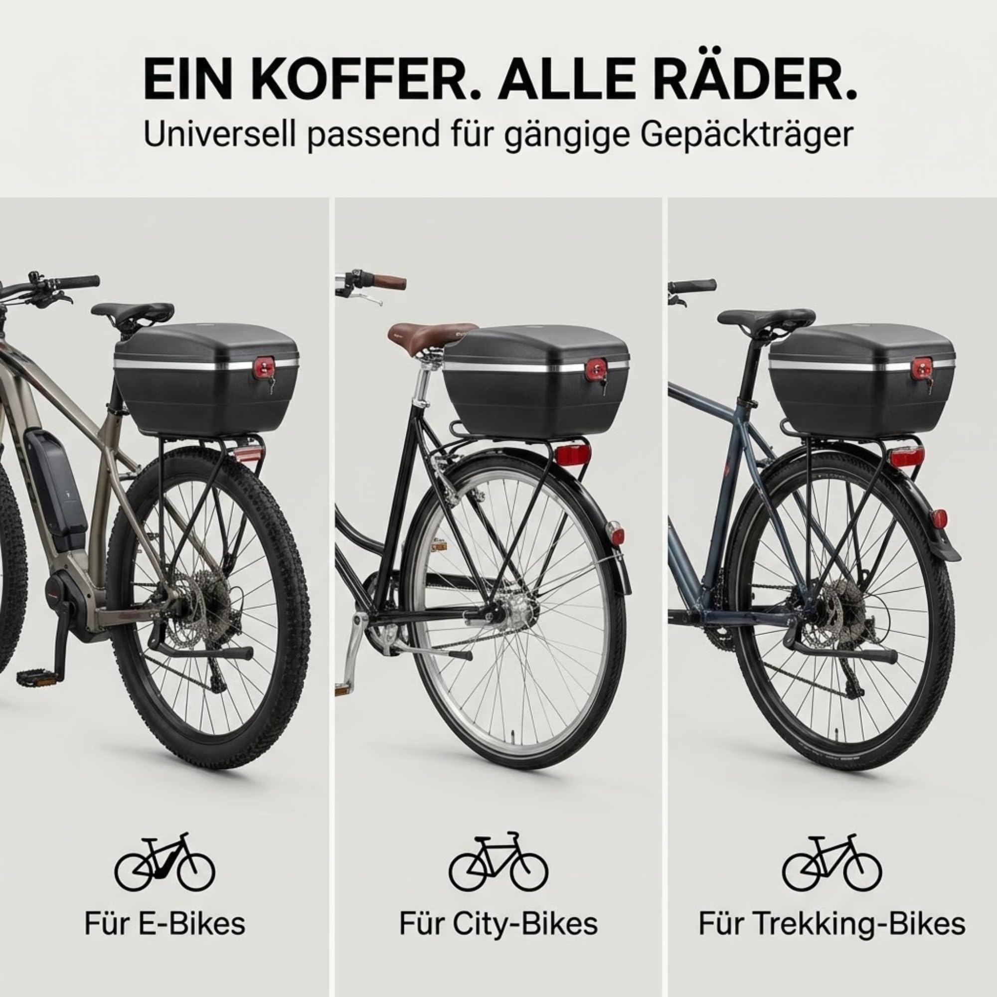 Thiru Touring-Tresor Fahrradkoffer 14L - abschließbar & wasserdicht für Gepäckträger - diebstahlsichere Hartschale mit Universalhalterung für E-Bike & City-Bike - Made in Germany - 36x27x22 cm