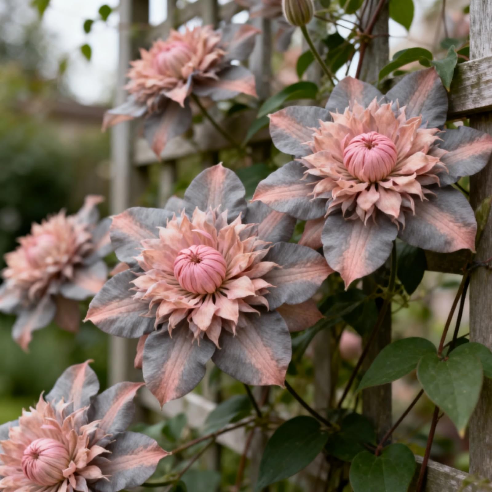 Hardy Perennial Clematis Roots, Vigorous Climbing Growth, Ideal for Trellis Fence & Wall Display-4 Bulbs-B