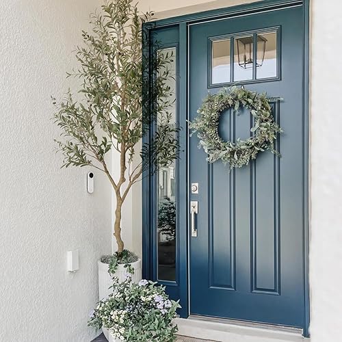 Vista 32 de Phimos Árbol de olivo artificial alto falso en maceta con maceta, grandes ramas de olivo sintético y frutas, árbol artificial para decoración