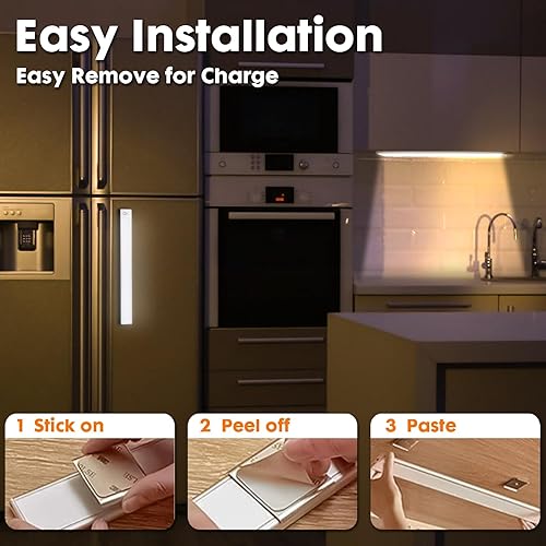 Miniatura 6 de 148 LED de 15.7 pulgadas para debajo del gabinete, iluminación inalámbrica, 3 temperaturas de color, regulables, luces de armario con sensor de