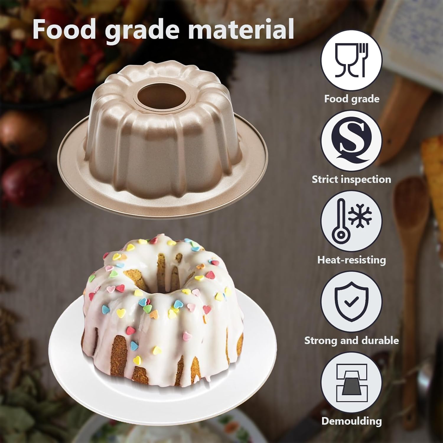 BSDLZCH 11.5cm Mini Cake Pan, Carbon Steel Round Fluted Tube Cake Pan - Image 4