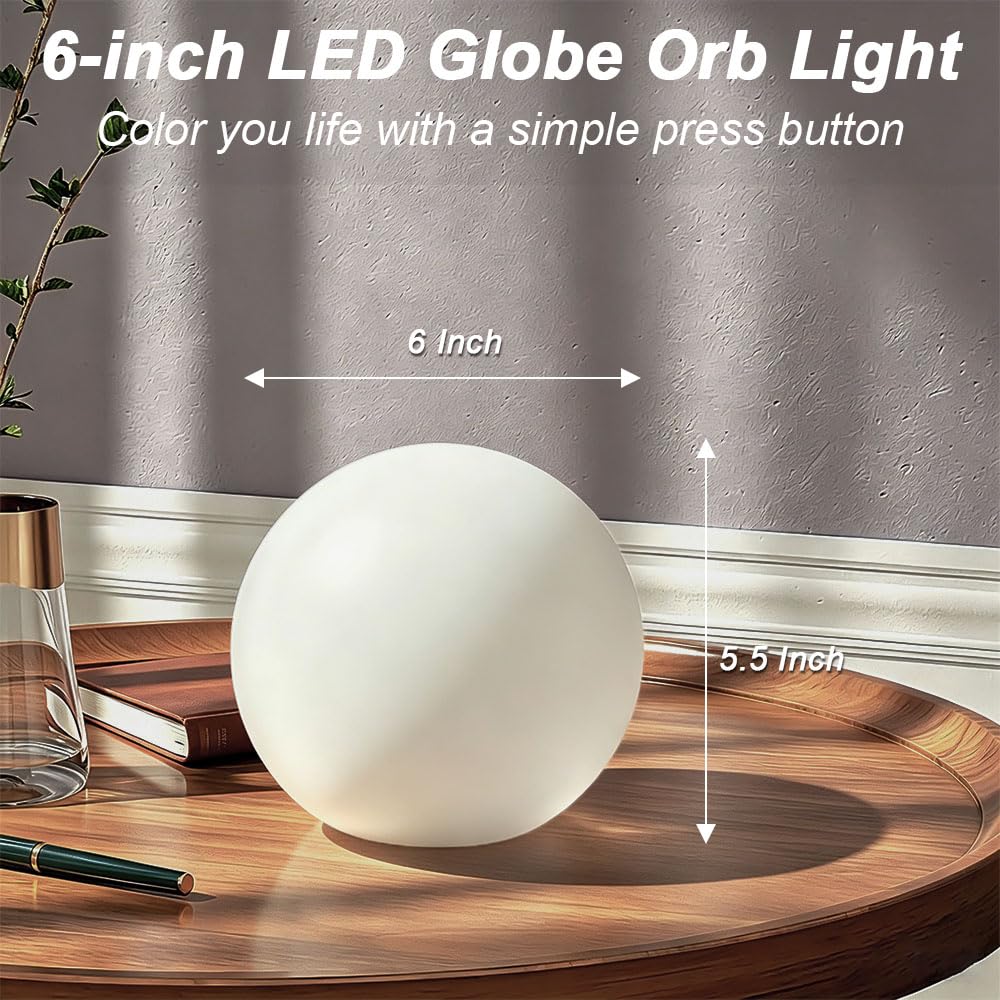 Lampa LED z kulą kulową, 15 cm kula świetlna LED dla dzieci, 16 ściemnianych kolorów i 4 tryby, świecąca kulowa lampa nastrojowa z pilotem, ładowalna kula nocna lampy, wodoodporne, zewnętrzne globusy