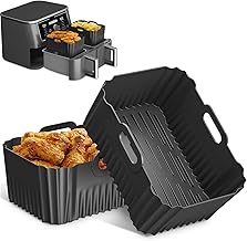 2PCS Silicone Air Fryer Liners, Food Grade Silicone Liners for Ninja, Reusable Air Fryer Accessories Custom Made for Ninja AF400UK AF451UK & DZ400UK 9.5L