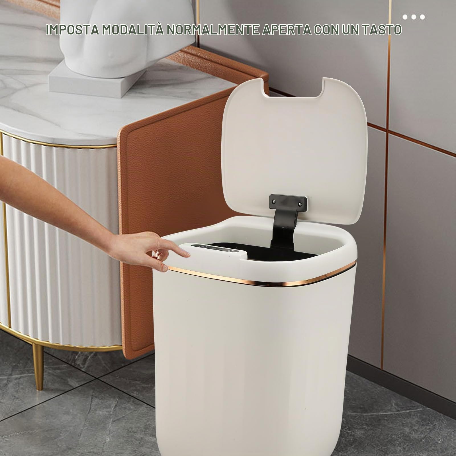 Pattumiera Automatica da 20 Litri, Pattumiera Intelligente Impermeabile a Prova di Odore, Pattumiera da Cucina con Sensore di Movimento | Bidone della Spazzatura Senza Tocco