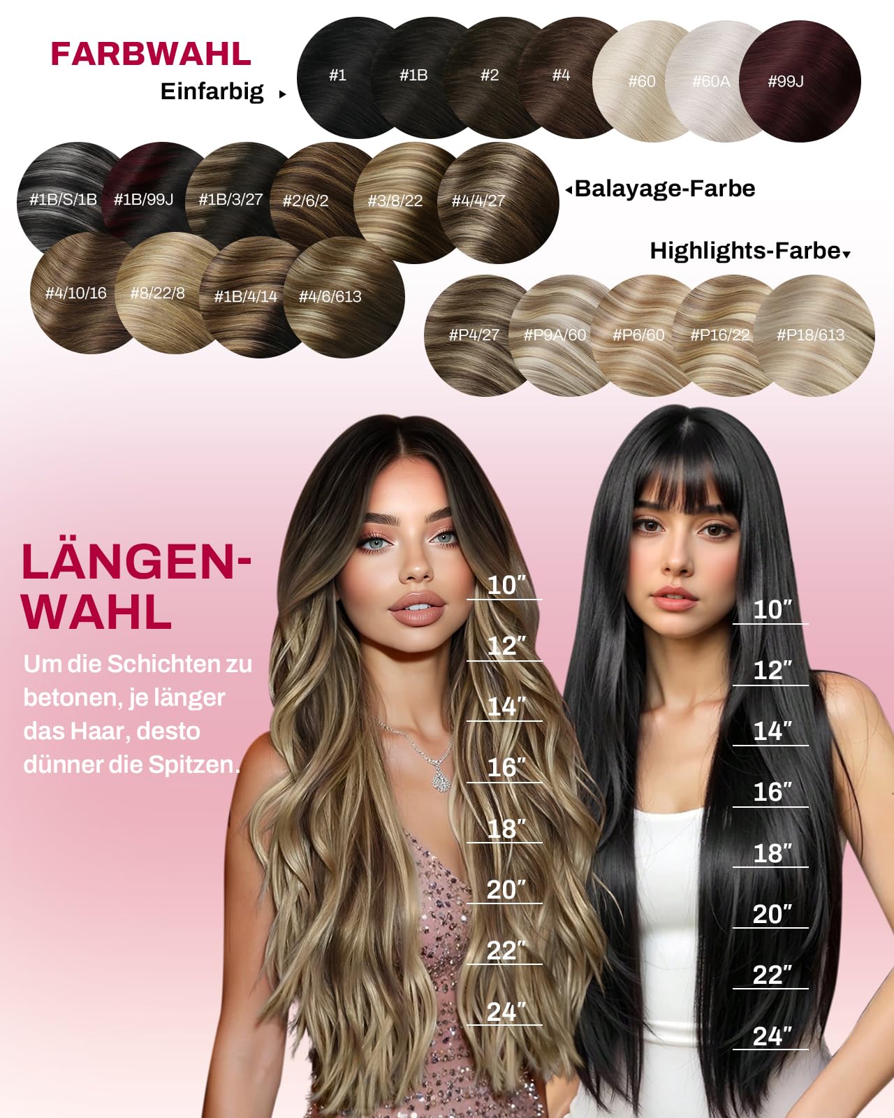 Moresoo Clip in Extensions Echthaar, Salon Qualität Weiches Glattes Haar 35 cm 5 Stück 80g Echthaar Extensions Clip in #4/10/16 Braun zu Braun mit Blond, Leicht zu Tragen Solide und Langlebig 14 Zoll