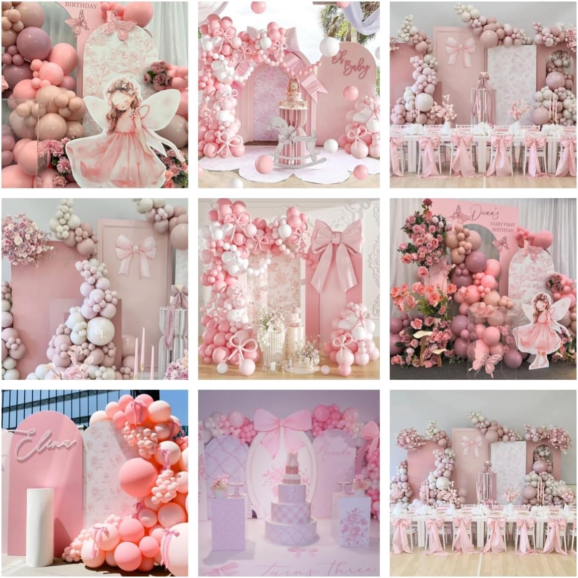Arch Backdrop Cover Pink Floral Bows Birthday Party 2-Sided Arch Stand Spandex Fabric Covers Girls Baby Shower Fiesta Parties Decorations (2.6x6ft Cover,G4029)