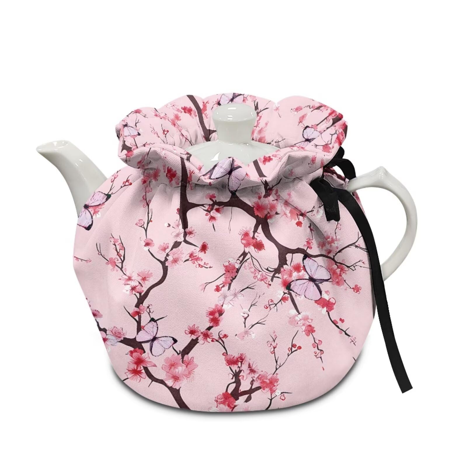 Generic Pink Plum Tea Cosy Cover for Teapots &amp; Kettles - Dust Cover with Elastic Band - Insulated Breakfast Warmer for Home &amp; Kitchen Decorative Accessories