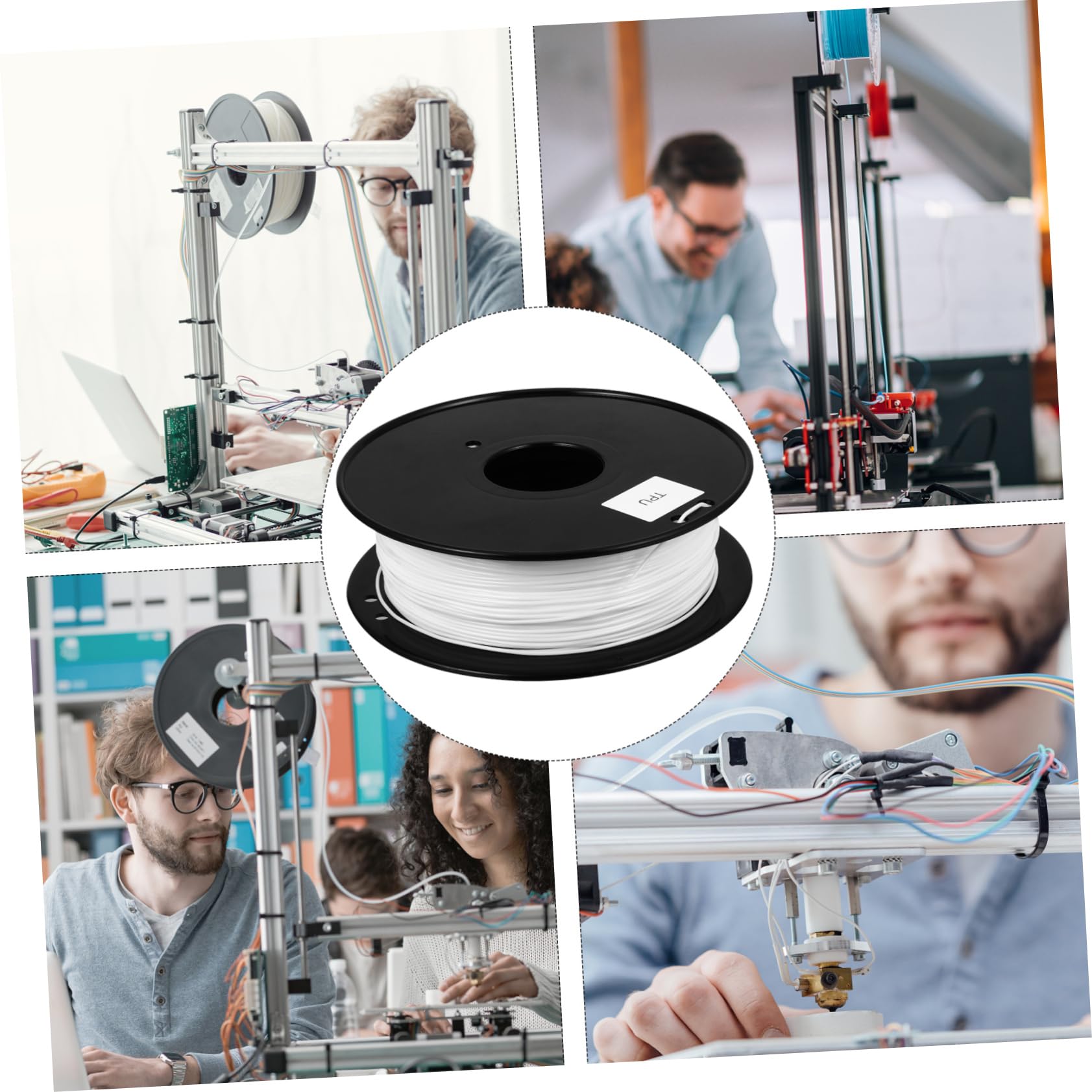 GLEAVI Filamento Flexible de Tpu Blanco 1.75mm para Impresora 3d 0.8kg Suave Larga Duración