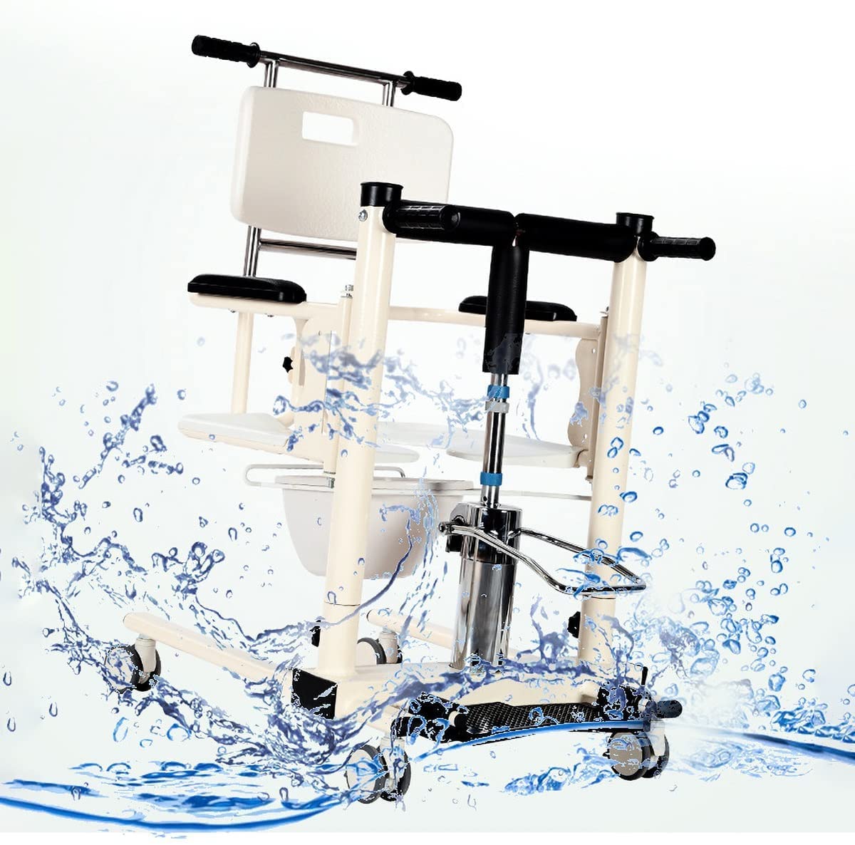 Hydrauliczny podnośnik pacjenta, mobilny wózek inwalidzki do użytku domowego, przenośny transport, mobilny wózek inwalidzki do użytku domowego, ręczny podnośnik z siedzeniem dzielonym o 180°, toalet