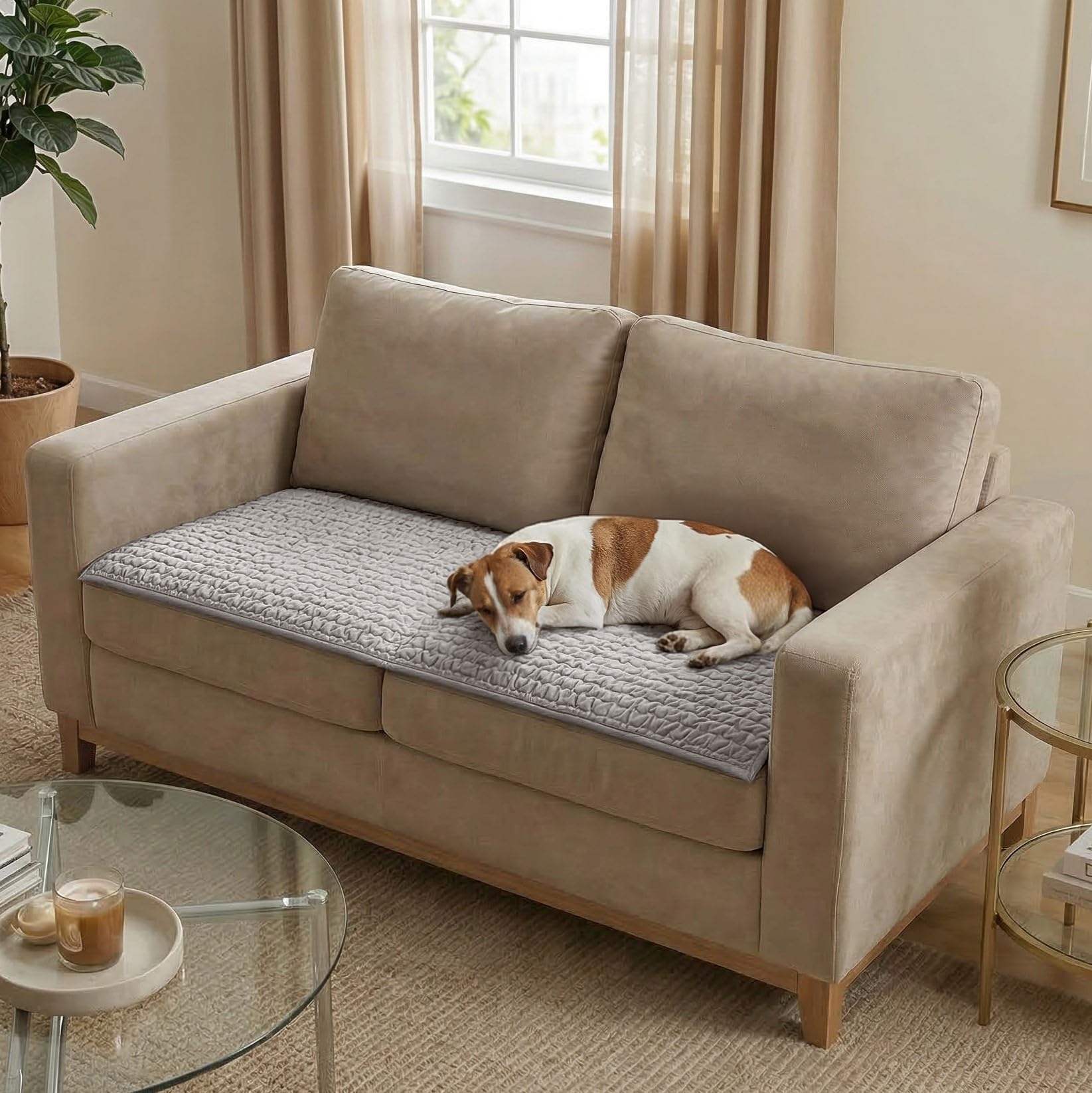 Mamma Mia Covers PAULATO BY GA.I.CO. Waterproof Couch Cover – 24x47 Blanket for Sofa Car Seat or Crate – Machine Washable Absorbent Reusable Pad for Puppy Training – Dogs Cats Pets Friendly Protector - Light Grey