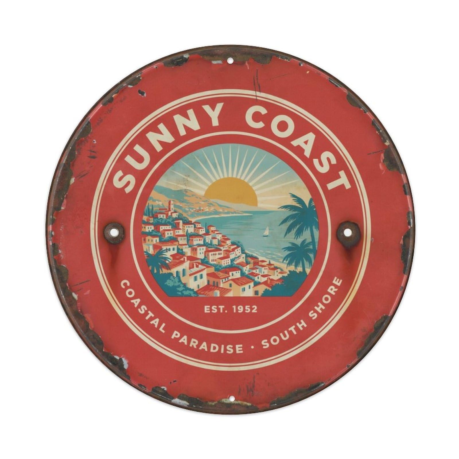Retro-Tropical-Beach-Sign Metal Tin Sign Plaque