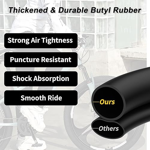 Miniatura 4 de RUTU 700 x 23-25C, 28-32C, 35-43C, 38-45C, tubo interior de bicicleta de carretera con válvula Presta de 2.362 in, tubo interior de butilo pesado de