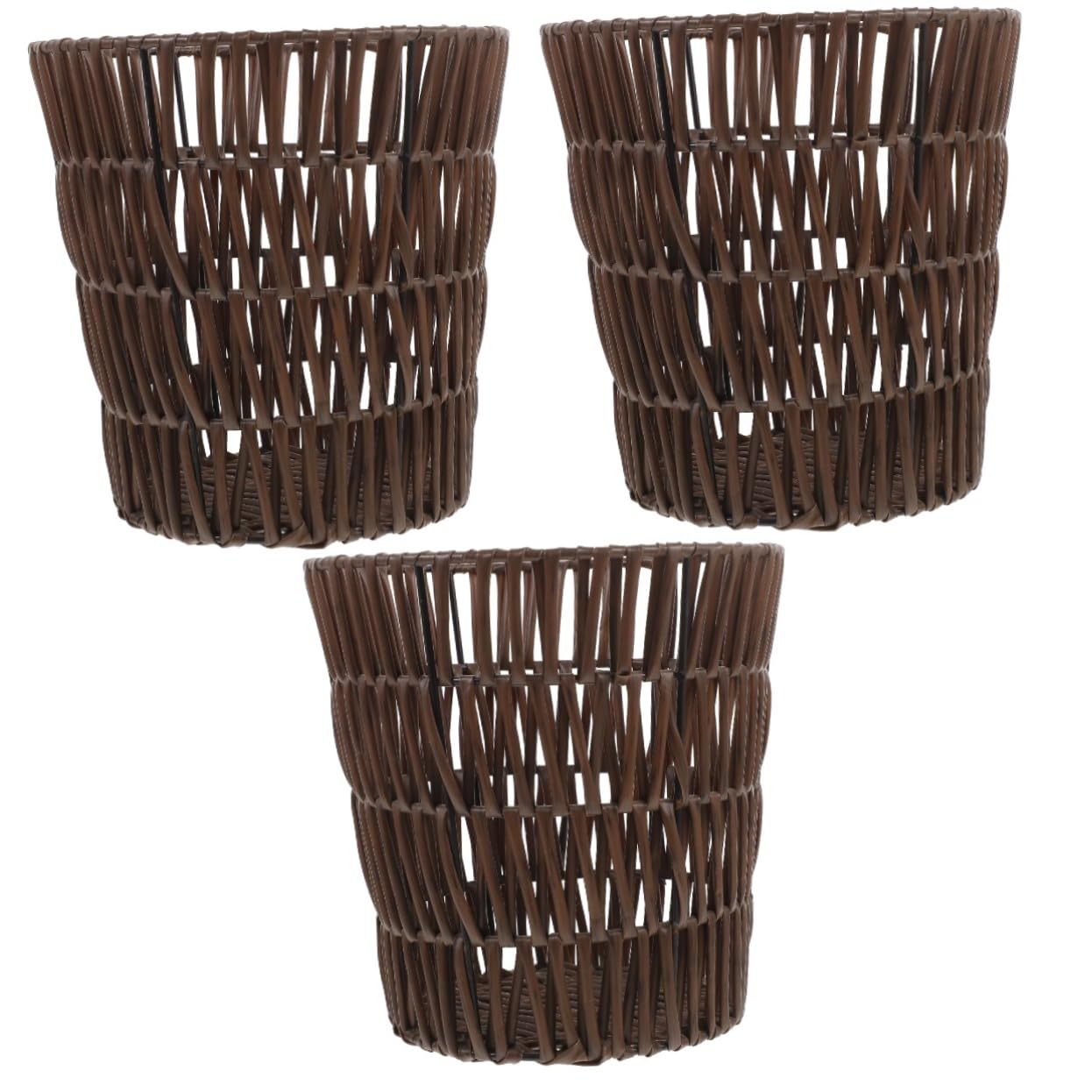 Ciieeo 3pcs Waste Bin Storage Baskets Woven Trash Cans for Bedroom Home Organization Bins