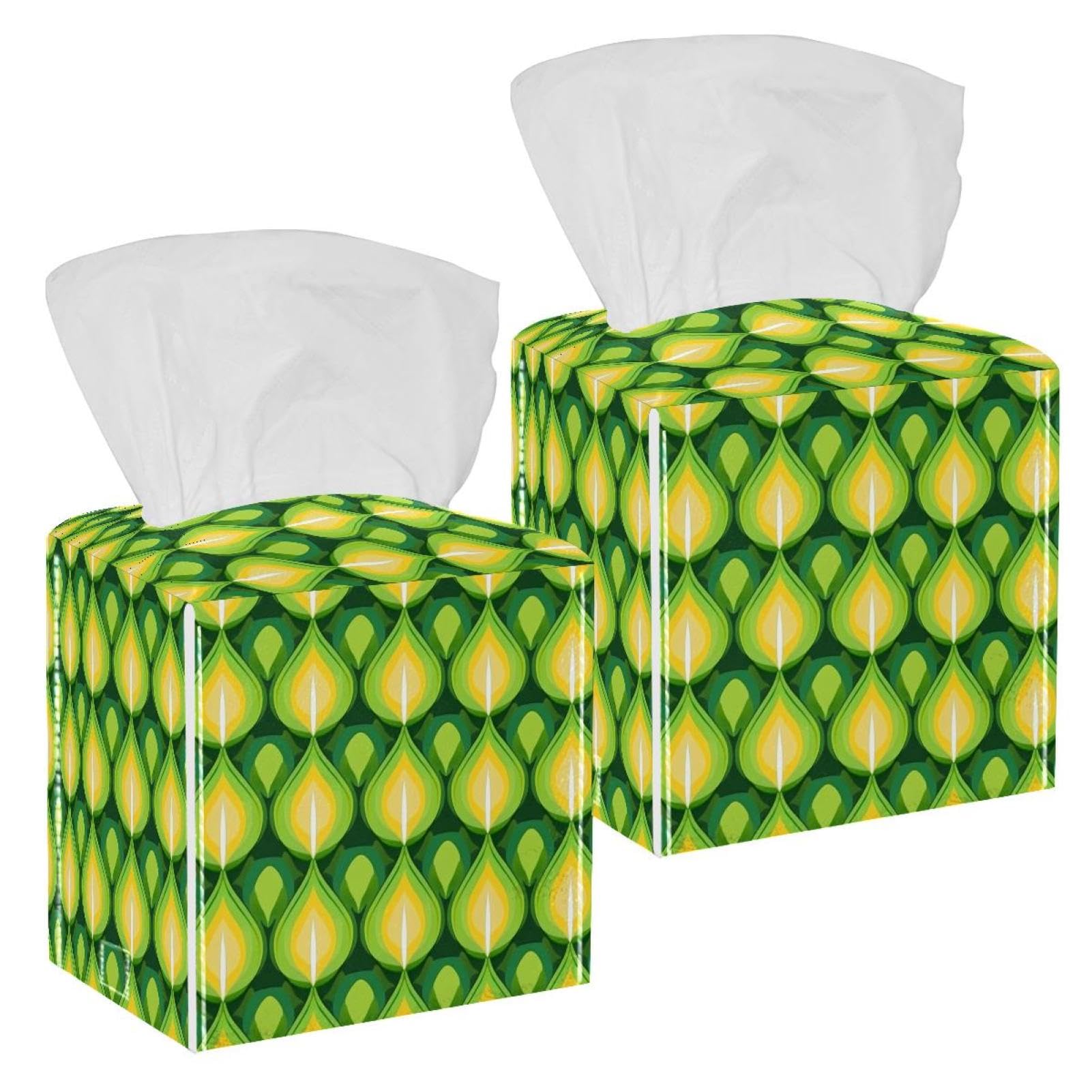 Boîte à mouchoirs en cuir géométrique Lot de 2 protections contre l'humidité pour table