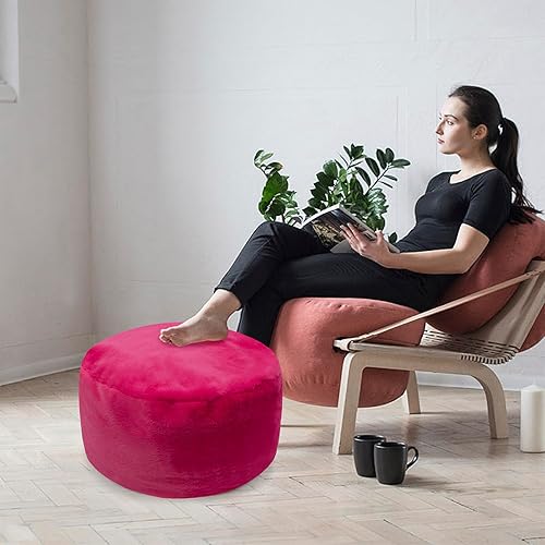 Miniatura 2 de GLAXYFUR Funda de puf sin relleno, taburete de piel sintética, solución de almacenamiento de 20 x 12 pulgadas, puf (sin relleno), reposapiés para