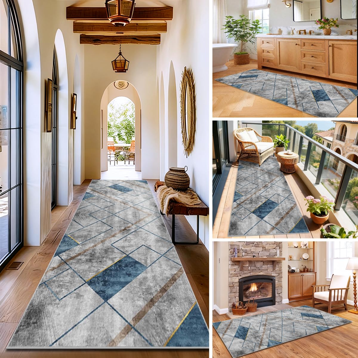 Tappeto Corridoio Lungo Tappeto Cucina Antiscivolo Lavabile 40 x 200cm Tappeto Ingresso Interno Tappeto Passatoia per Cucina Camera da Letto Lavanderie Corridoio Tappeto Casa Ingresso Grigio