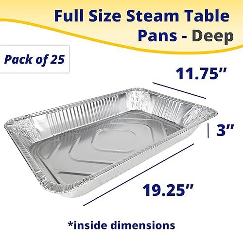 Vista 66 de IDL Packaging Sartenes de aluminio para mesa de vapor de tamaño completo con tapas, profundas, 21 x 13 x 3 pulgadas (paquete de 10) – Sartén