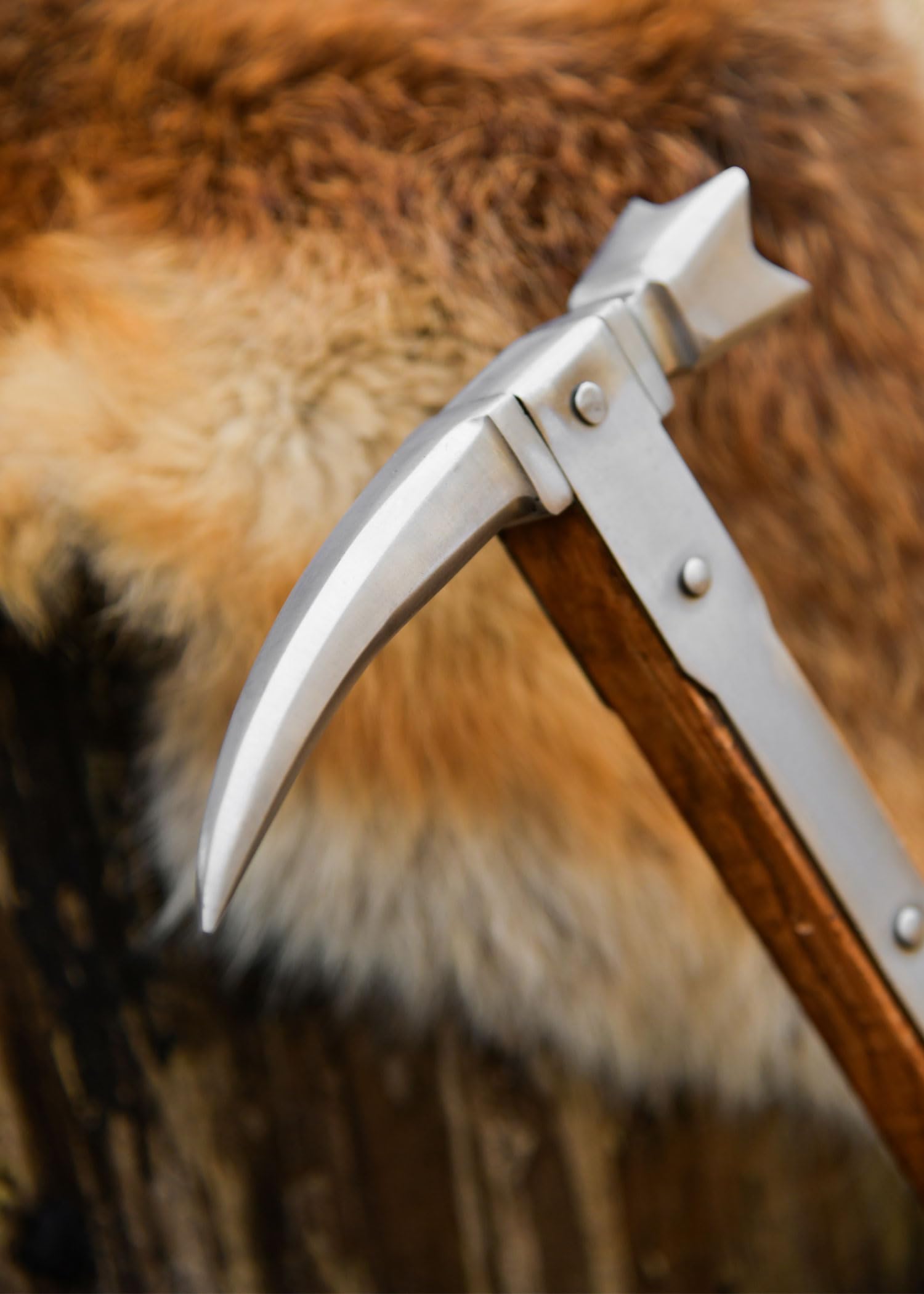 Battle-Merchant - Dekorativer Streithammer - Rabenschnabel Hammer aus legiertem Stahl - Mit Holzgriff - ab 18