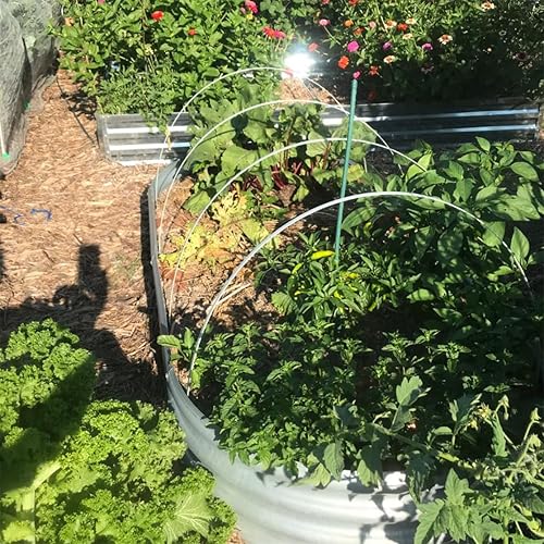 Miniatura 5 de Aros de invernadero para jardín para cama elevada, 6 aros de túnel de cultivo, marco de soporte de fibra de vidrio de 7 pies de largo, estacas de