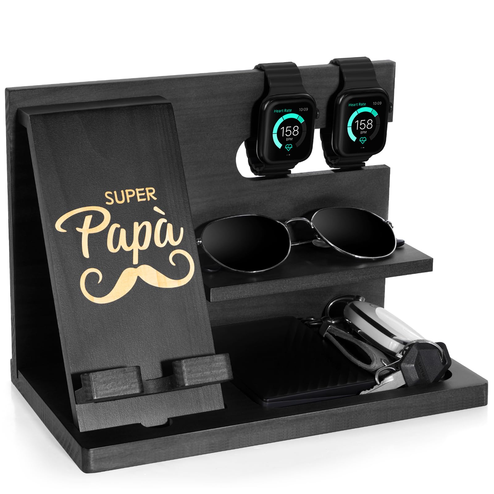 AliveByte Geschenke für Männer Holz Telefon Dockingstation Nachttisch Organizer Weihnachten Geburtstag Geschenke Schreibtisch Organizer Docking Station Vatergeschenke Papa