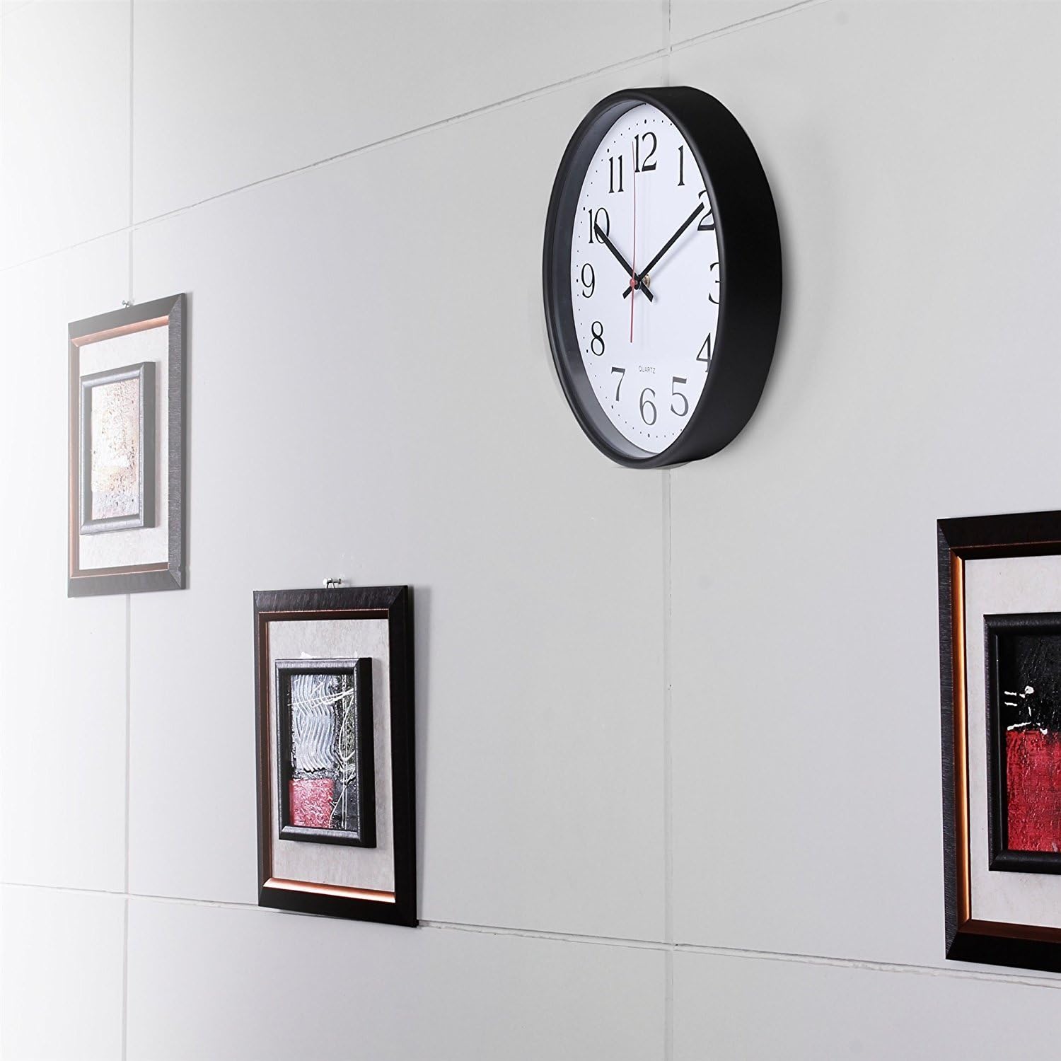 Large Decorative Black Wall Clock - Universal Non-Ticking & Silent 12-Inch Wall Clock