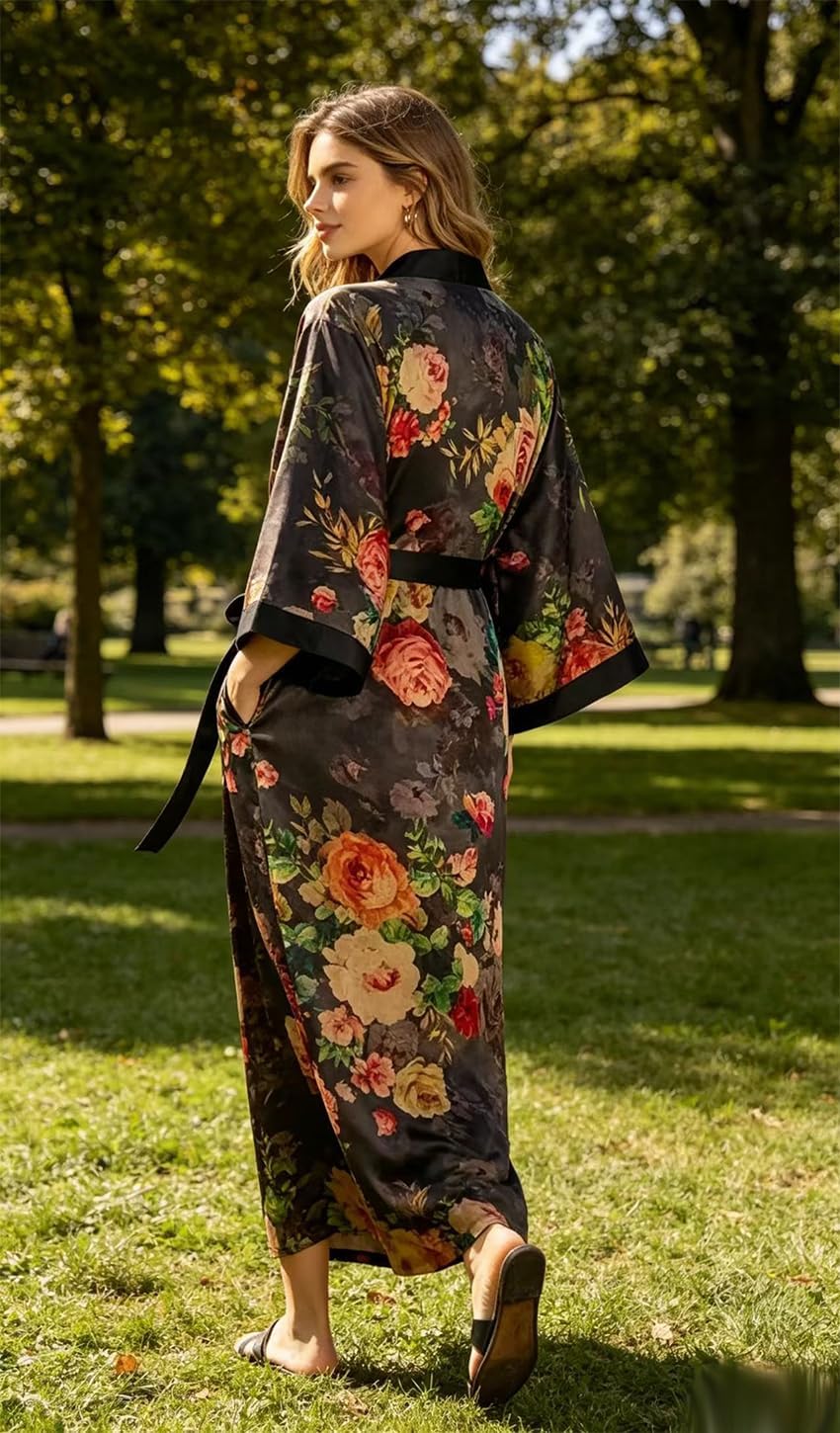 women's kimono robe, pajamas, home clothes - pocket robe